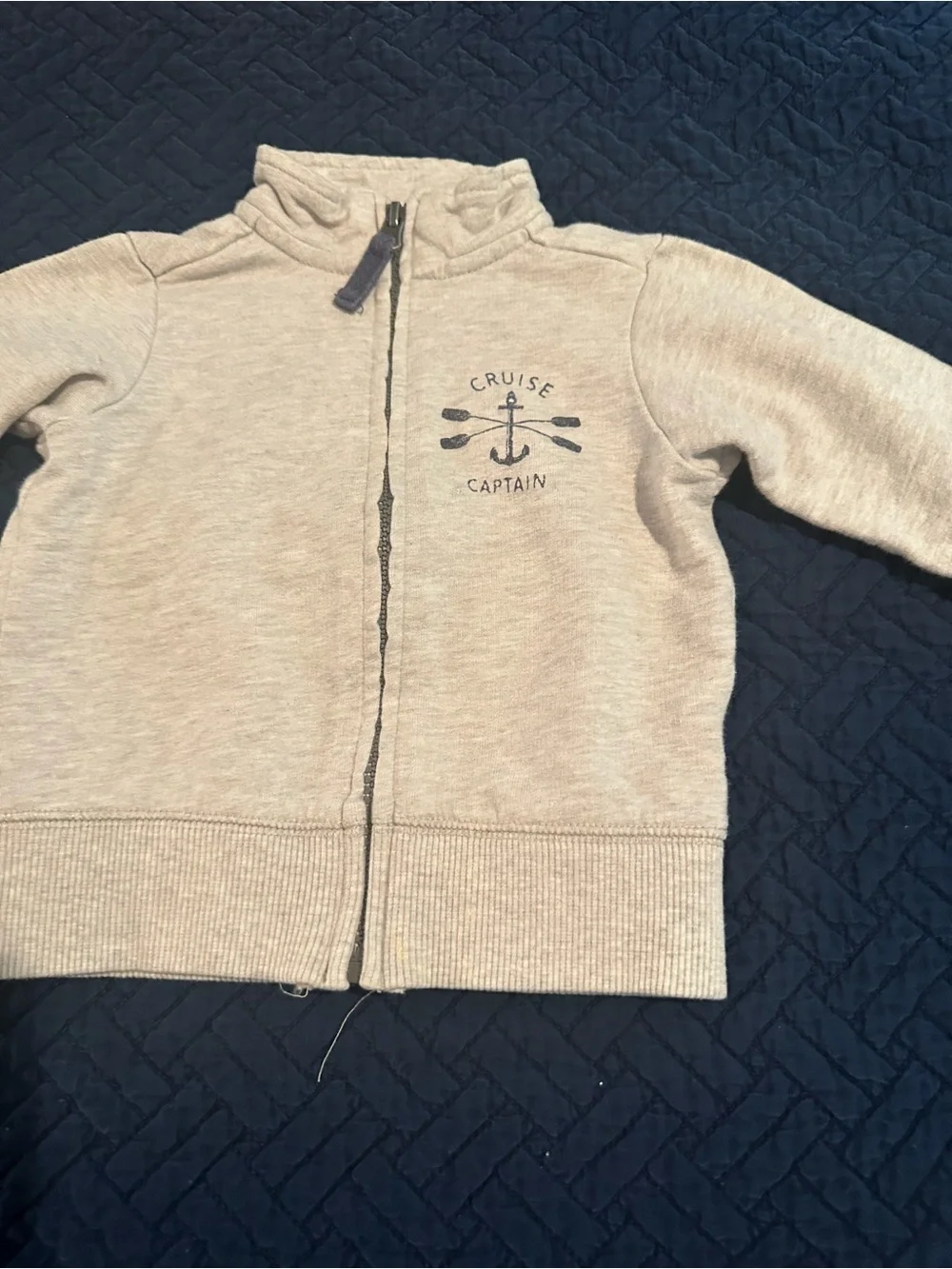 Cruise Captain Zip-Up Sweater Jacket Light Grey size 9 Months Cotton Carter’s